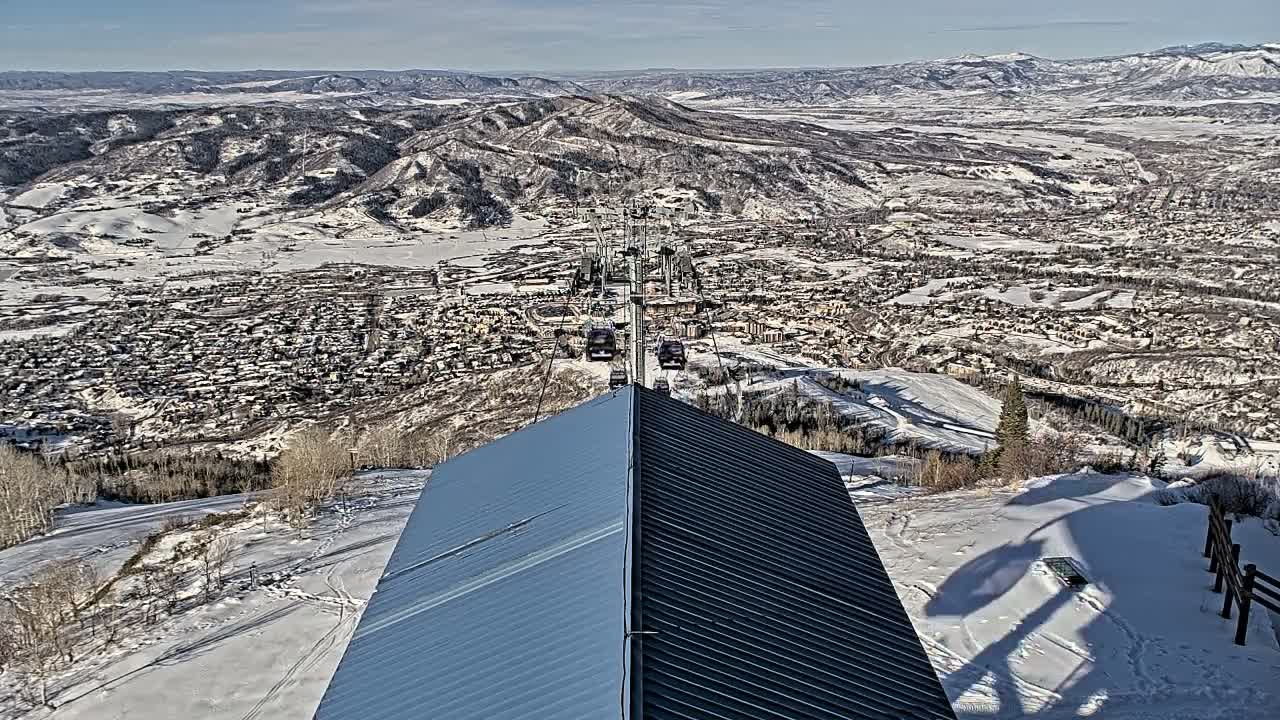 Steamboat Springs City Skyline from Thunderhead Lodge Roof Live Cam - Steamboat Springs, Routt County, Colorado, USA