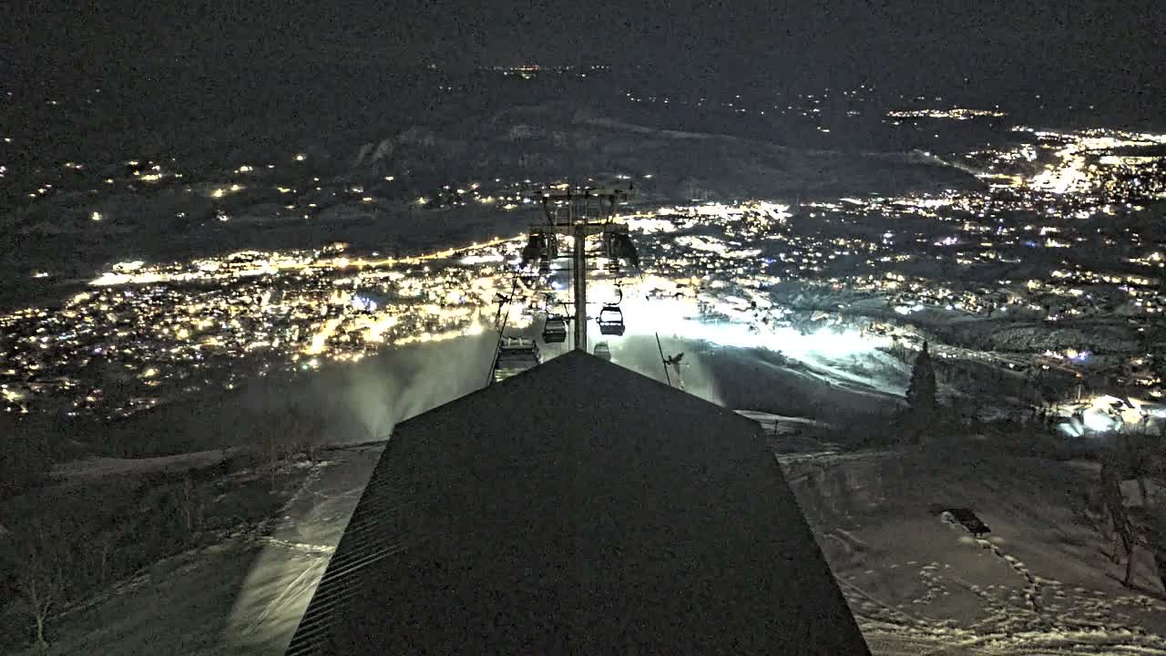 Steamboat Springs City Skyline from Thunderhead Lodge Roof Live Cam - Steamboat Springs, Routt County, Colorado, USA
