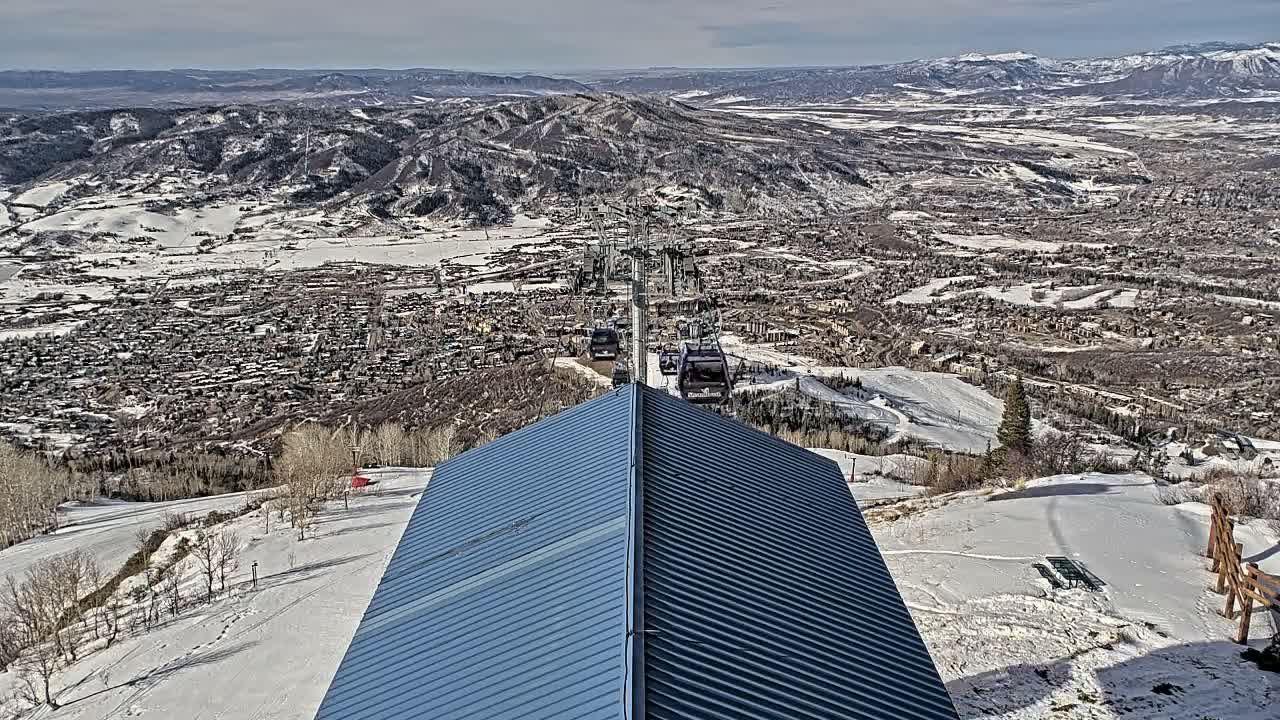 Steamboat Springs City Skyline from Thunderhead Lodge Roof Live Cam - Steamboat Springs, Routt County, Colorado, USA