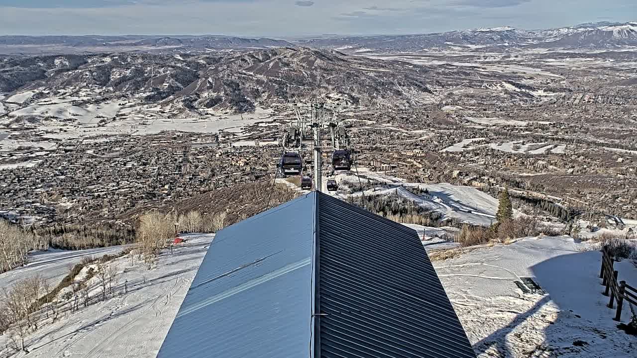 Steamboat Springs City Skyline from Thunderhead Lodge Roof Live Cam - Steamboat Springs, Routt County, Colorado, USA