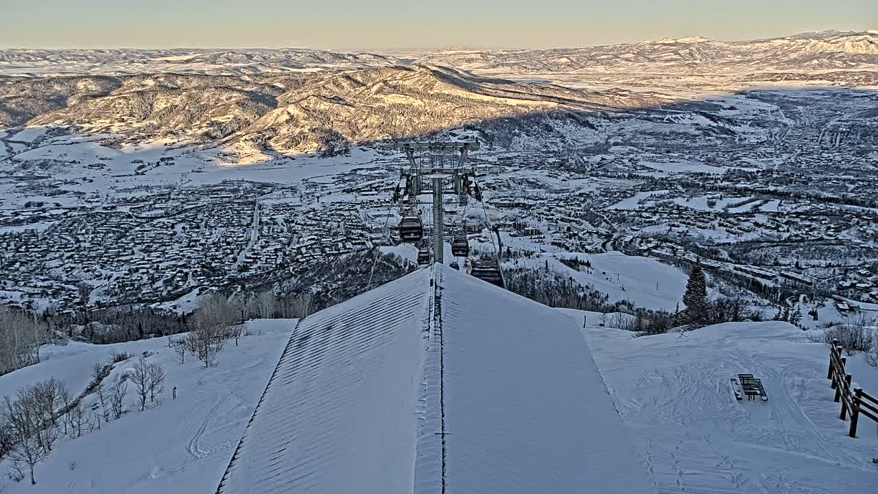 Steamboat Springs City Skyline from Thunderhead Lodge Roof Live Cam - Steamboat Springs, Routt County, Colorado, USA