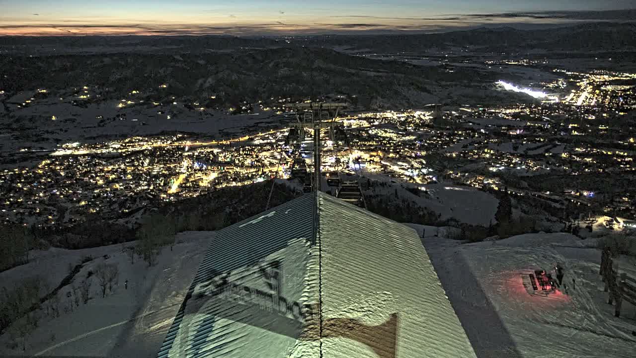 Steamboat Springs City Skyline from Thunderhead Lodge Roof Live Cam - Steamboat Springs, Routt County, Colorado, USA