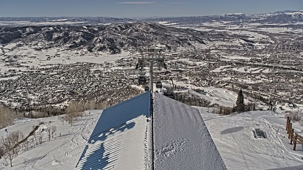 Steamboat Springs City Skyline from Thunderhead Lodge Roof Live Cam - Steamboat Springs, Routt County, Colorado, USA