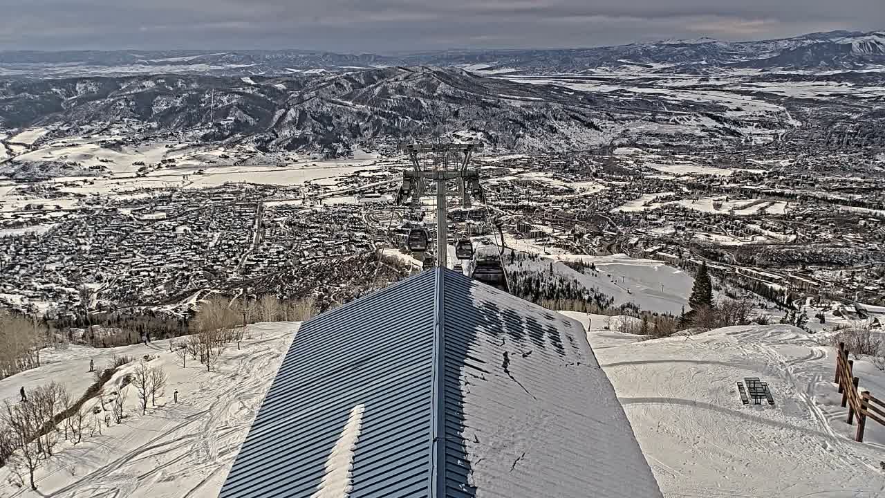 Steamboat Springs City Skyline from Thunderhead Lodge Roof Live Cam - Steamboat Springs, Routt County, Colorado, USA