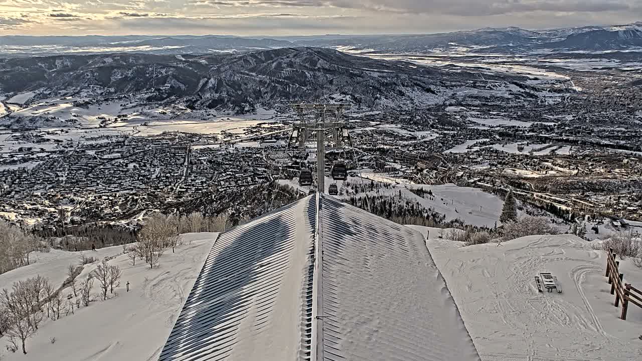 Steamboat Springs City Skyline from Thunderhead Lodge Roof Live Cam - Steamboat Springs, Routt County, Colorado, USA