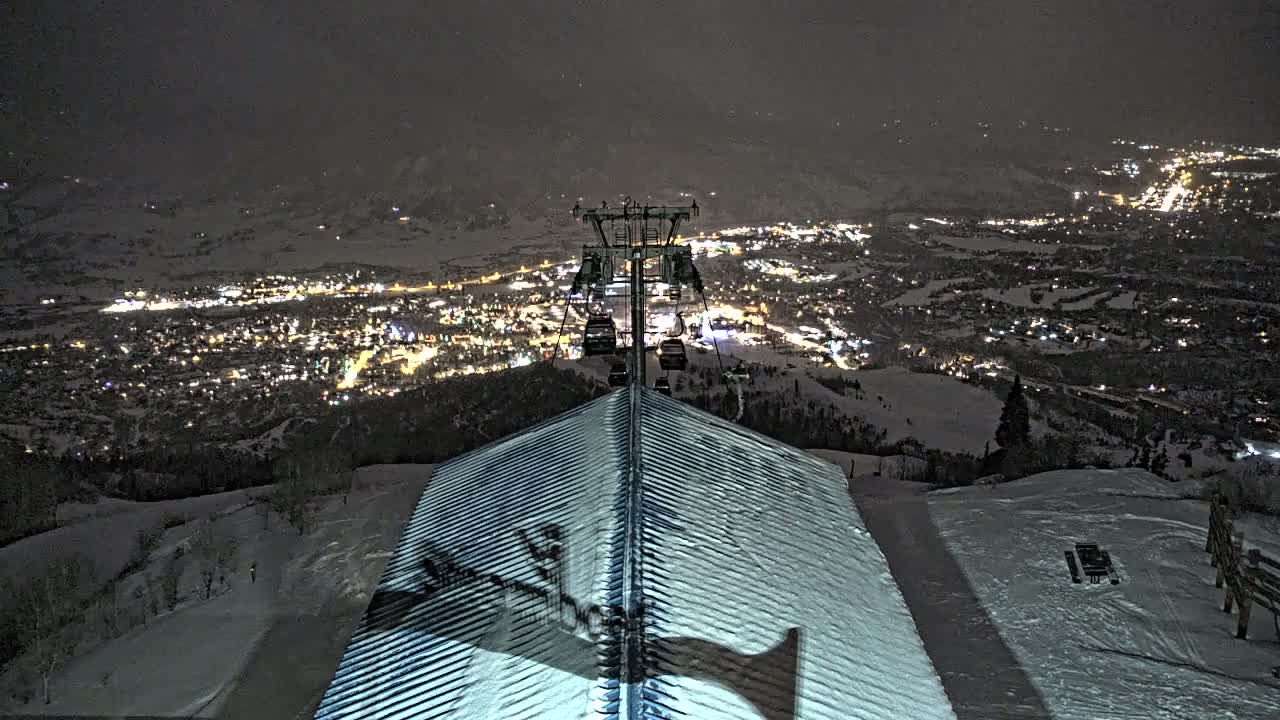 Steamboat Springs City Skyline from Thunderhead Lodge Roof Live Cam - Steamboat Springs, Routt County, Colorado, USA