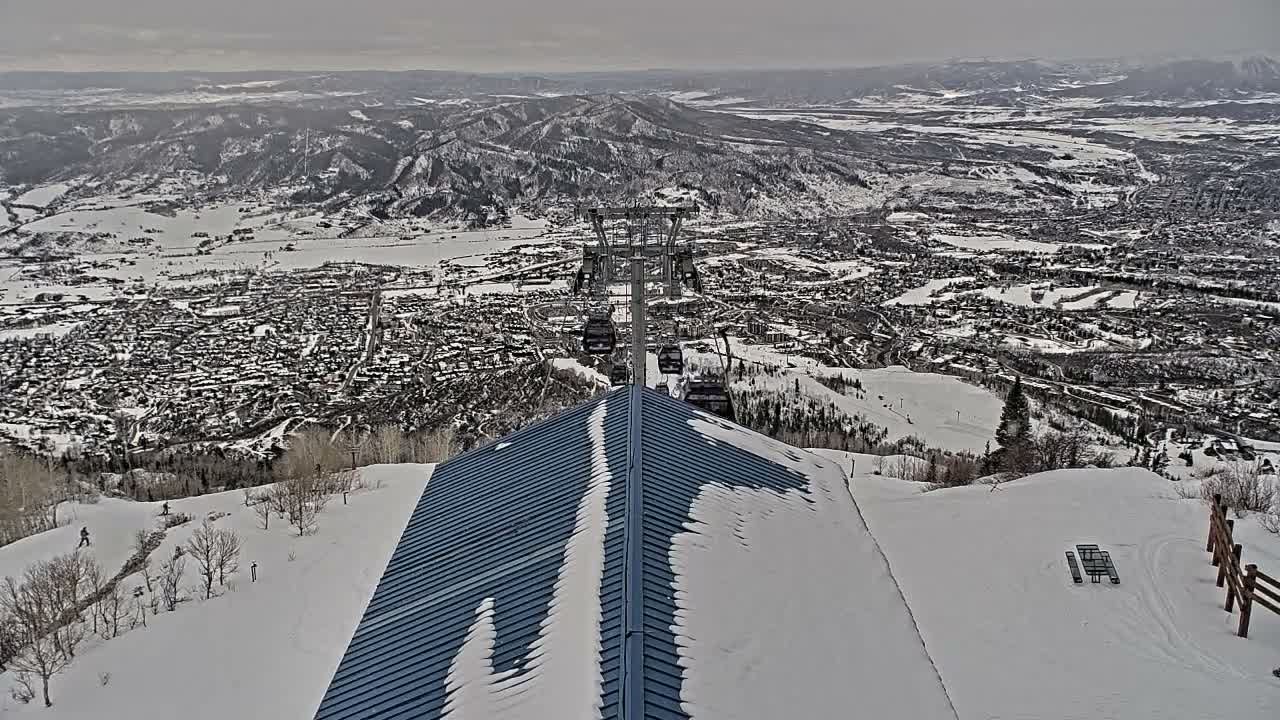 Steamboat Springs City Skyline from Thunderhead Lodge Roof Live Cam - Steamboat Springs, Routt County, Colorado, USA