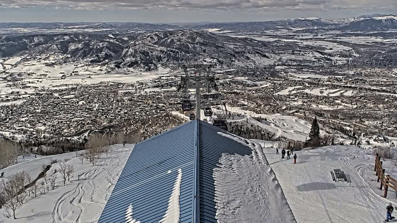 Steamboat Springs City Skyline from Thunderhead Lodge Roof Live Cam - Steamboat Springs, Routt County, Colorado, USA