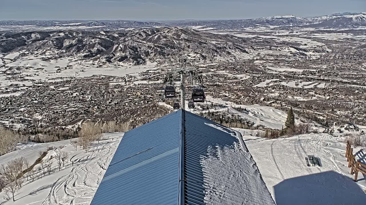 Steamboat Springs City Skyline from Thunderhead Lodge Roof Live Cam - Steamboat Springs, Routt County, Colorado, USA