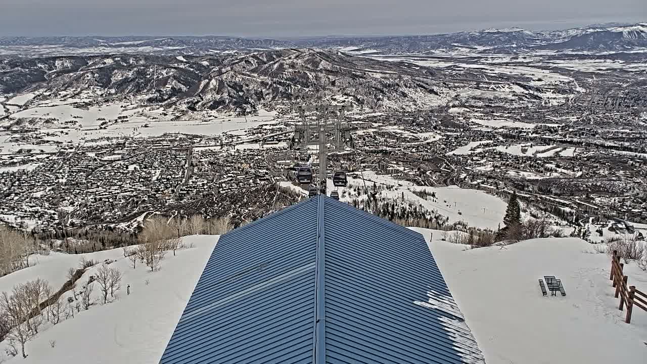Steamboat Springs City Skyline from Thunderhead Lodge Roof Live Cam - Steamboat Springs, Routt County, Colorado, USA