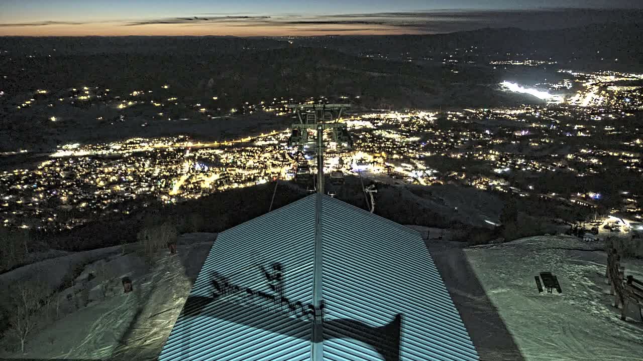 Steamboat Springs City Skyline from Thunderhead Lodge Roof Live Cam - Steamboat Springs, Routt County, Colorado, USA