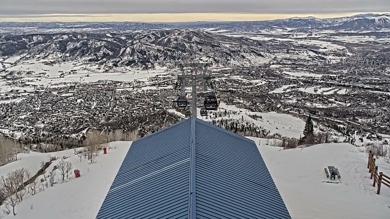 Steamboat Springs City Skyline from Thunderhead Lodge Roof Live Cam - Steamboat Springs, Routt County, Colorado, USA