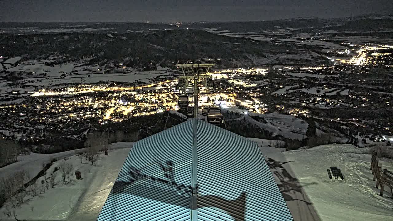 Steamboat Springs City Skyline from Thunderhead Lodge Roof Live Cam - Steamboat Springs, Routt County, Colorado, USA