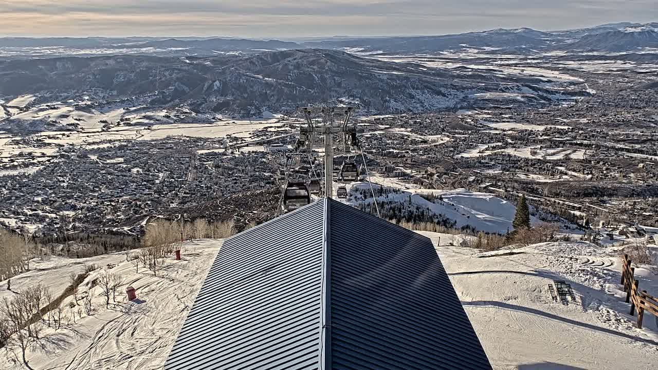 Steamboat Springs City Skyline from Thunderhead Lodge Roof Live Cam - Steamboat Springs, Routt County, Colorado, USA