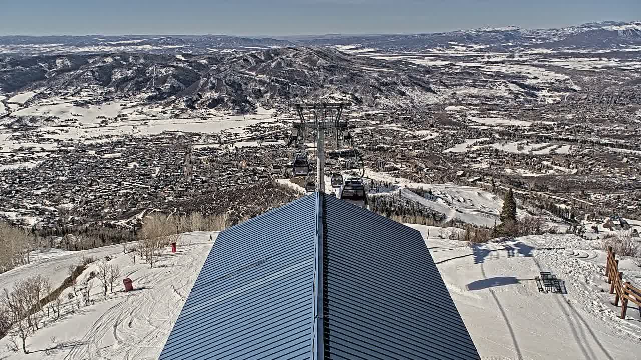 Steamboat Springs City Skyline from Thunderhead Lodge Roof Live Cam - Steamboat Springs, Routt County, Colorado, USA