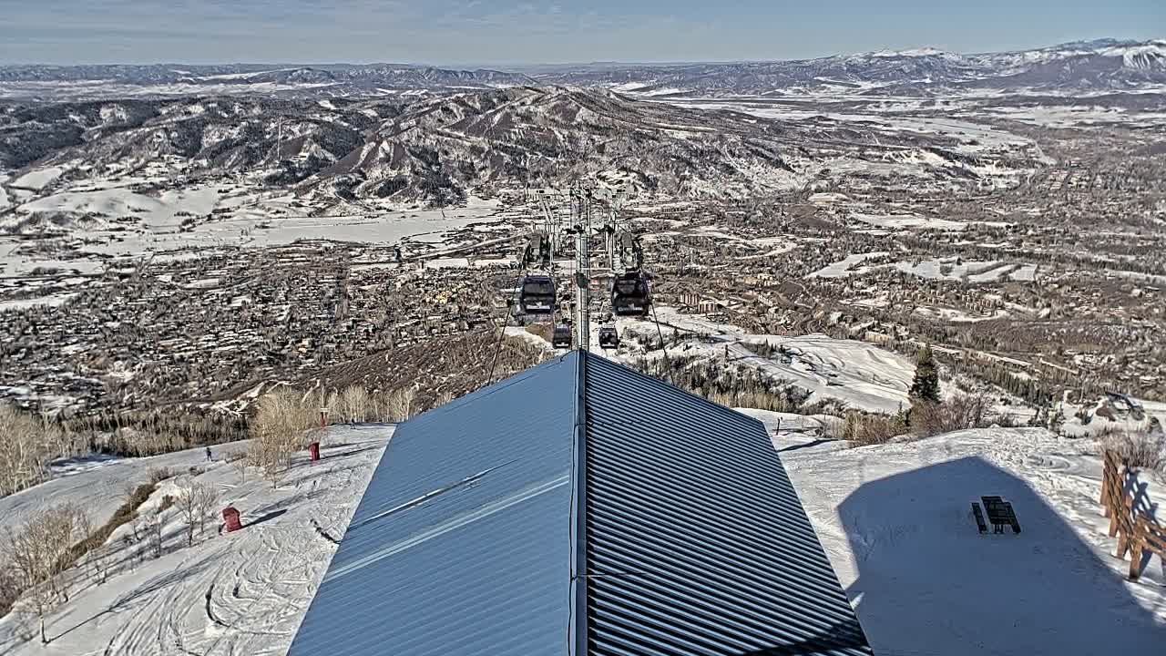 Steamboat Springs City Skyline from Thunderhead Lodge Roof Live Cam - Steamboat Springs, Routt County, Colorado, USA