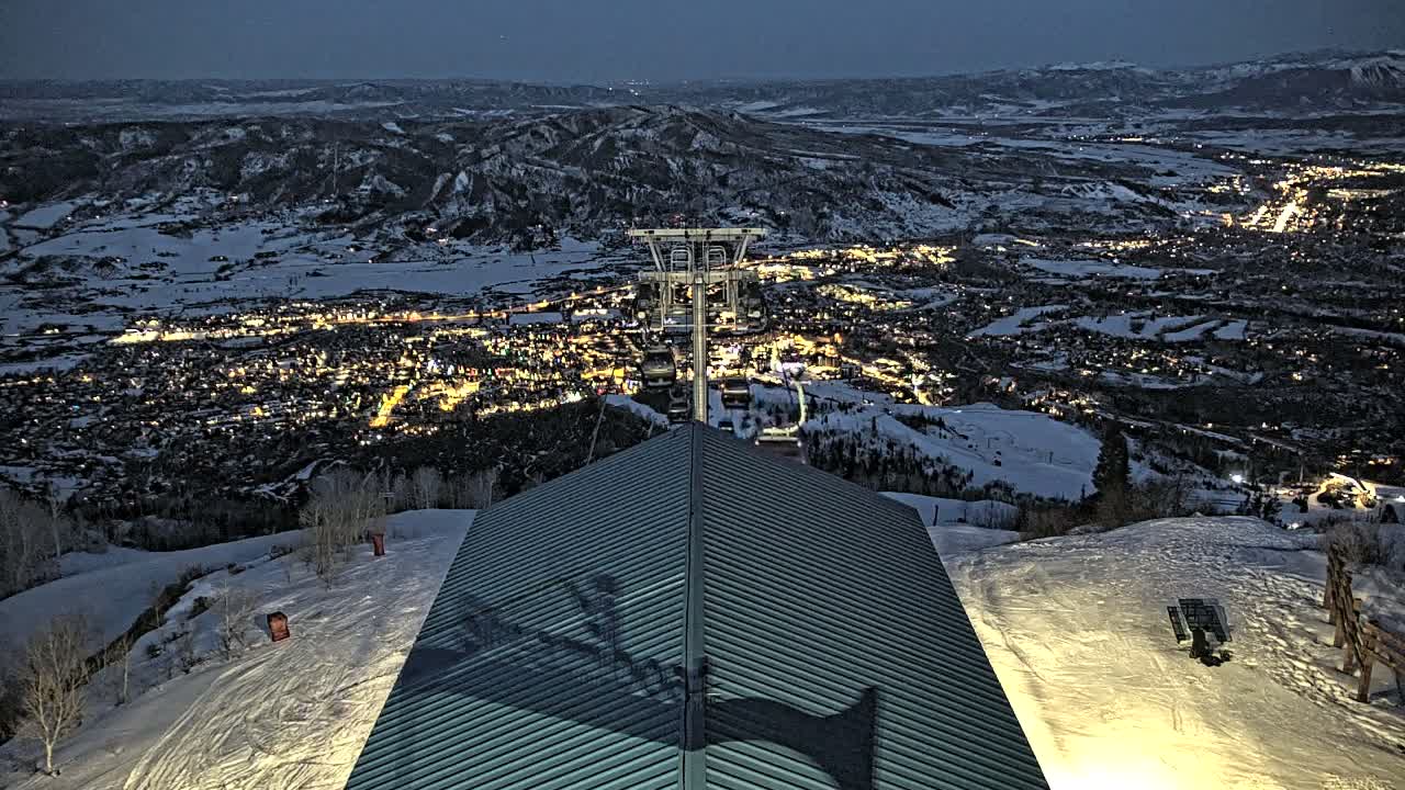 Steamboat Springs City Skyline from Thunderhead Lodge Roof Live Cam - Steamboat Springs, Routt County, Colorado, USA