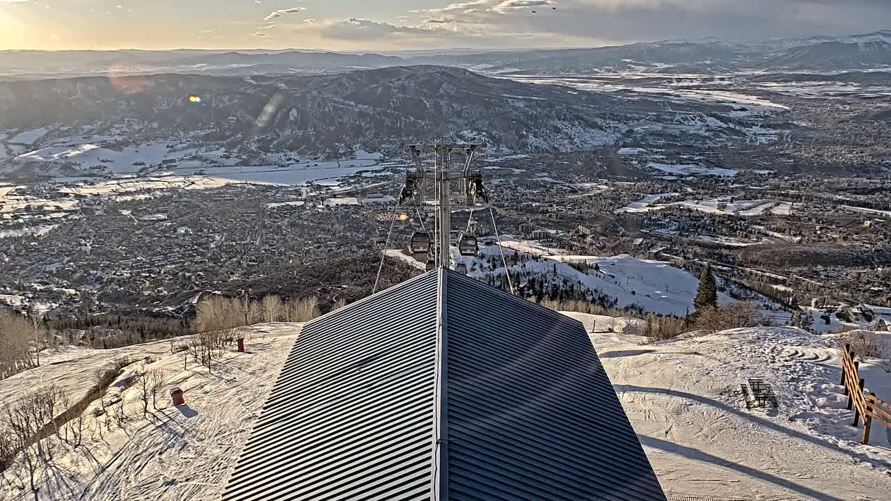 Steamboat Springs City Skyline from Thunderhead Lodge Roof Live Cam - Steamboat Springs, Routt County, Colorado, USA