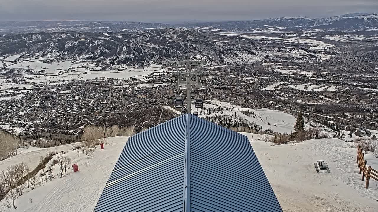 Steamboat Springs City Skyline from Thunderhead Lodge Roof Live Cam - Steamboat Springs, Routt County, Colorado, USA
