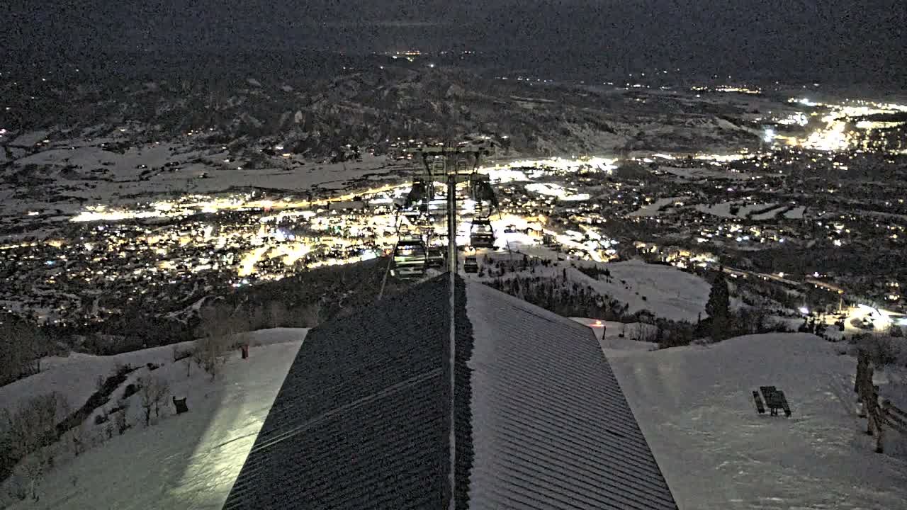 Steamboat Springs City Skyline from Thunderhead Lodge Roof Live Cam - Steamboat Springs, Routt County, Colorado, USA