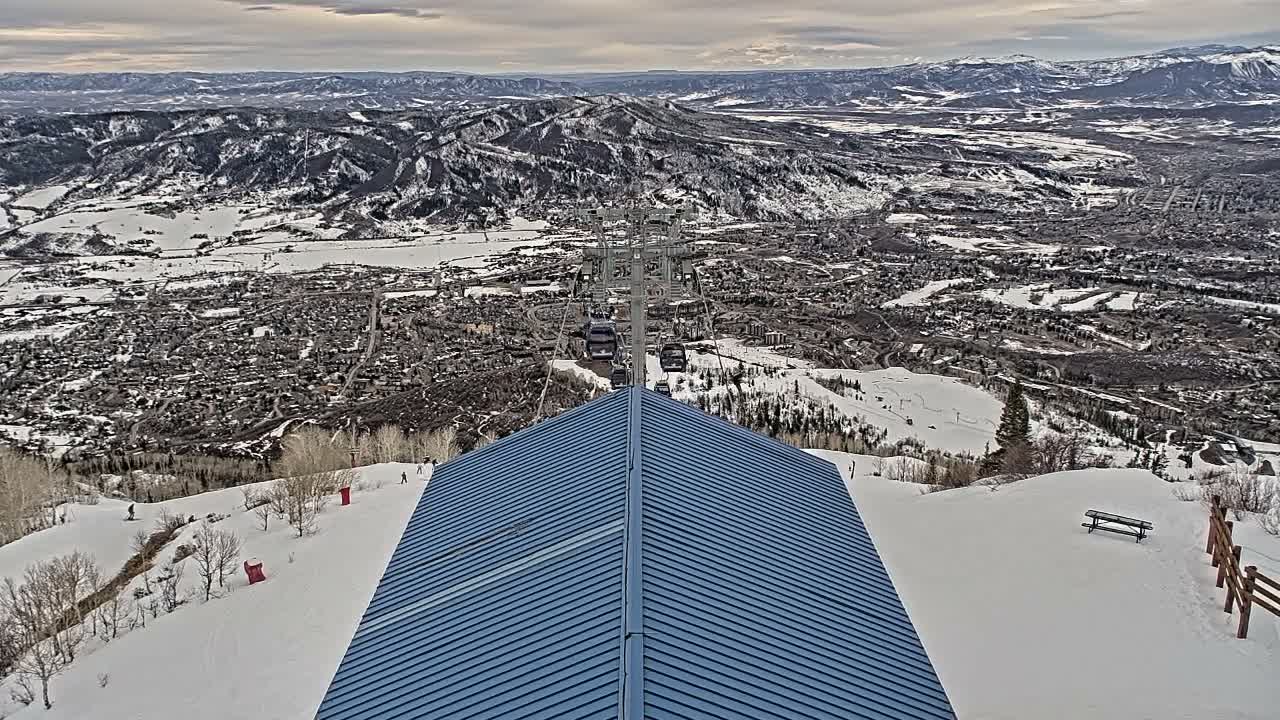 Steamboat Springs City Skyline from Thunderhead Lodge Roof Live Cam - Steamboat Springs, Routt County, Colorado, USA