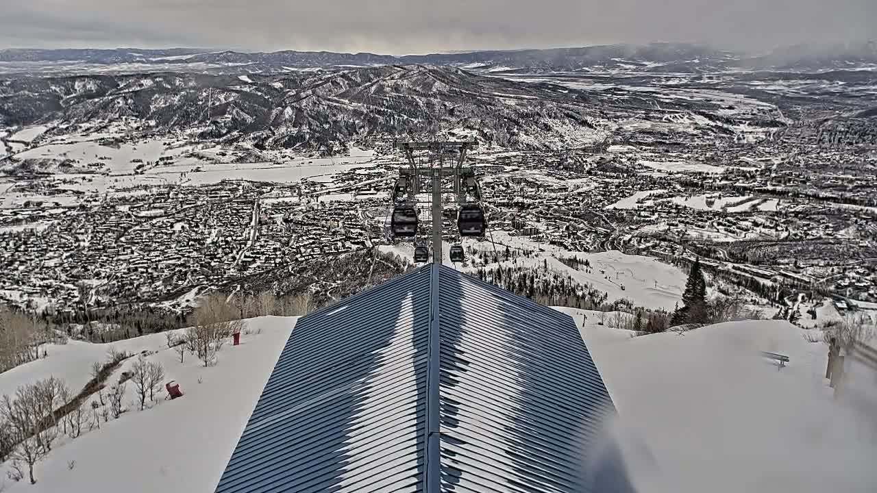 Steamboat Springs City Skyline from Thunderhead Lodge Roof Live Cam - Steamboat Springs, Routt County, Colorado, USA