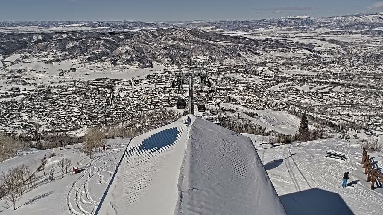Steamboat Springs City Skyline from Thunderhead Lodge Roof Live Cam - Steamboat Springs, Routt County, Colorado, USA