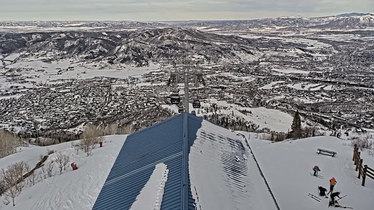 Steamboat Springs City Skyline from Thunderhead Lodge Roof Live Cam - Steamboat Springs, Routt County, Colorado, USA