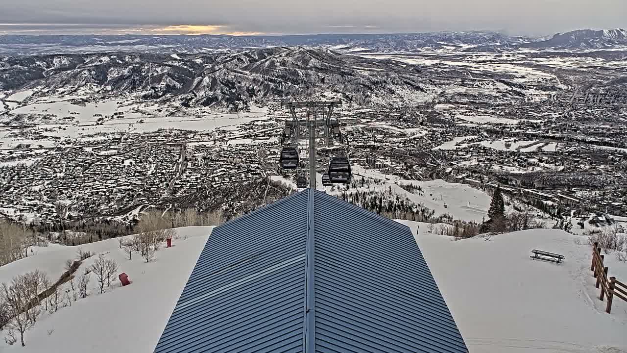 Steamboat Springs City Skyline from Thunderhead Lodge Roof Live Cam - Steamboat Springs, Routt County, Colorado, USA