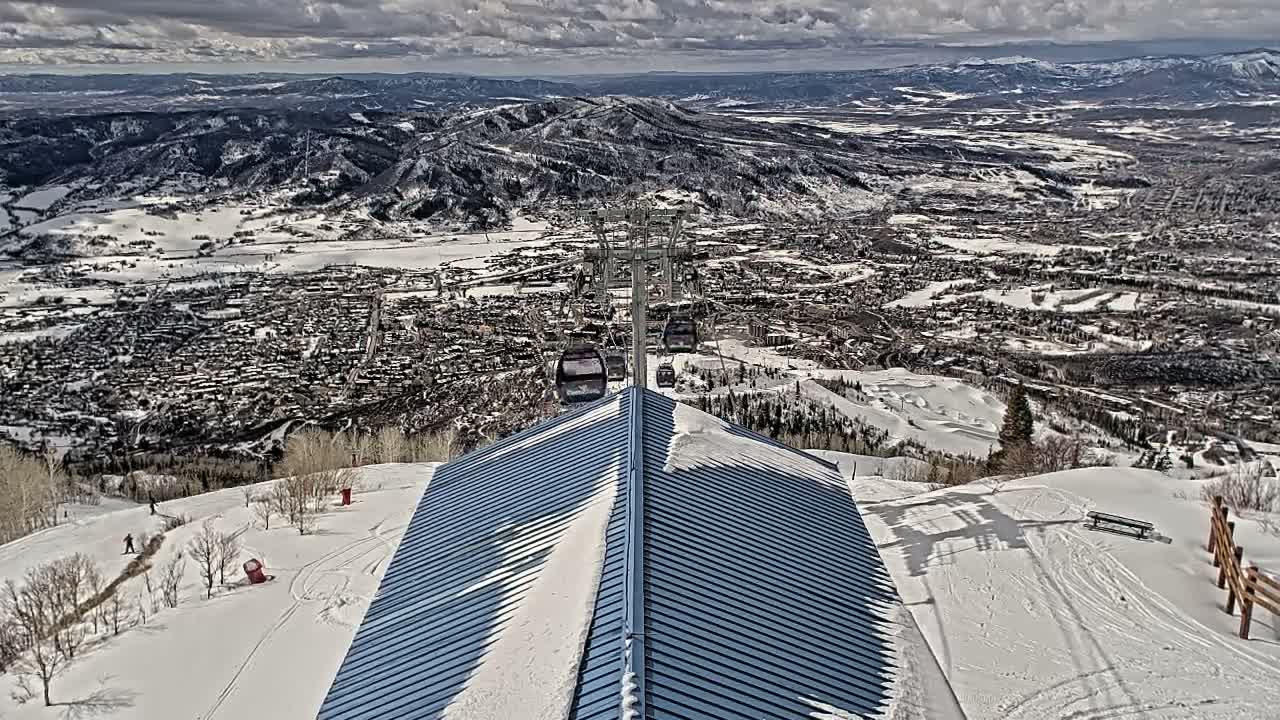 Steamboat Springs City Skyline from Thunderhead Lodge Roof Live Cam - Steamboat Springs, Routt County, Colorado, USA