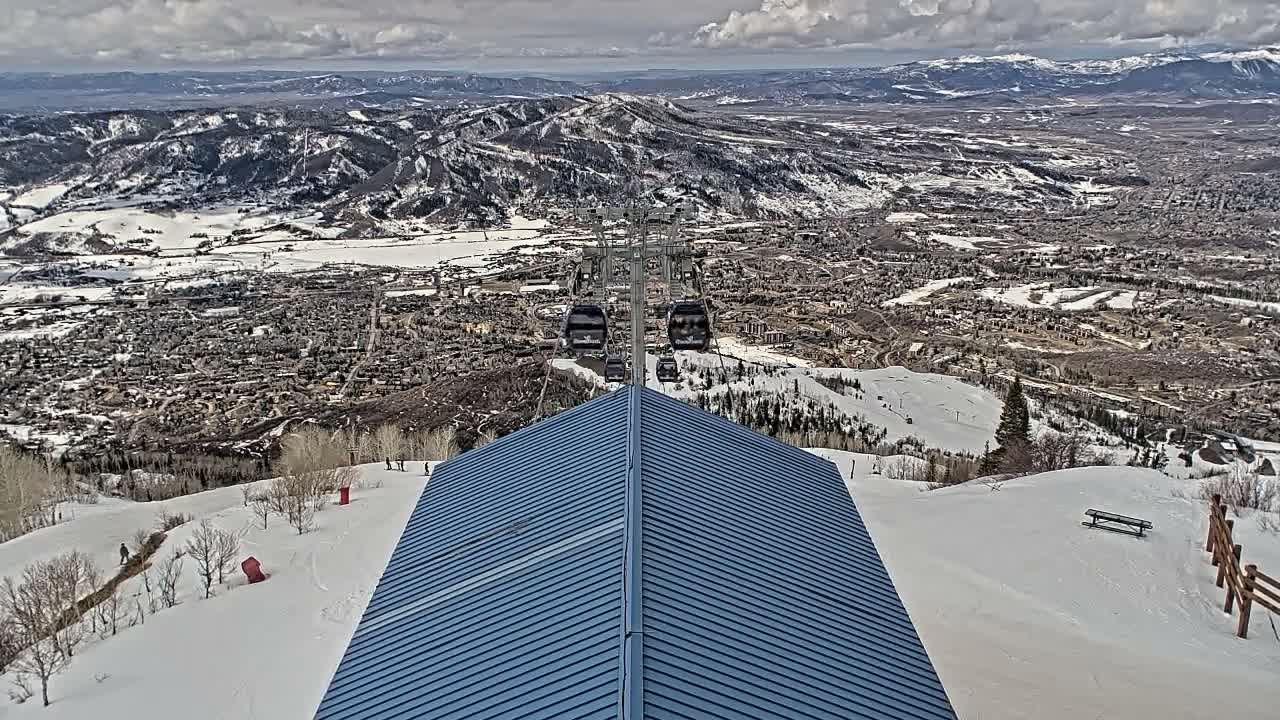 Steamboat Springs City Skyline from Thunderhead Lodge Roof Live Cam - Steamboat Springs, Routt County, Colorado, USA