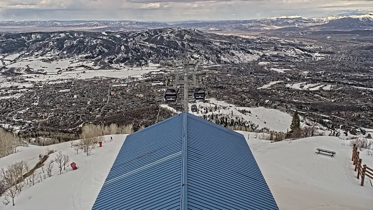 Steamboat Springs City Skyline from Thunderhead Lodge Roof Live Cam - Steamboat Springs, Routt County, Colorado, USA