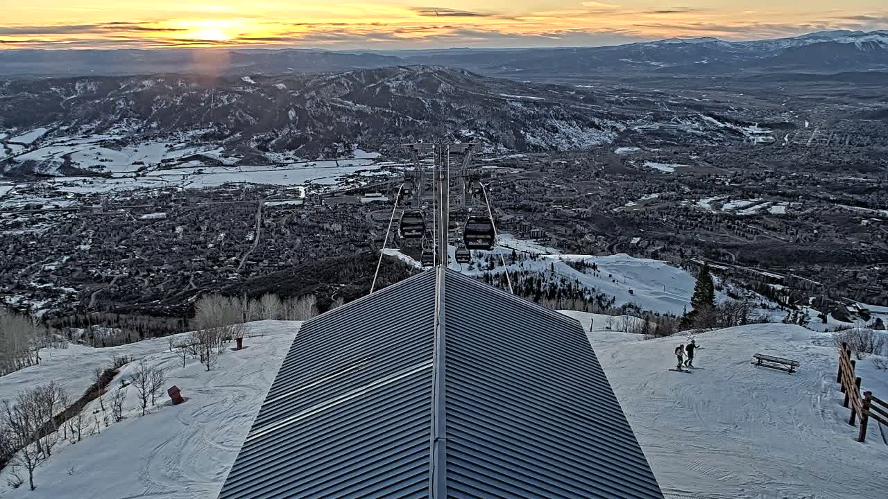 Steamboat Springs City Skyline from Thunderhead Lodge Roof Live Cam - Steamboat Springs, Routt County, Colorado, USA