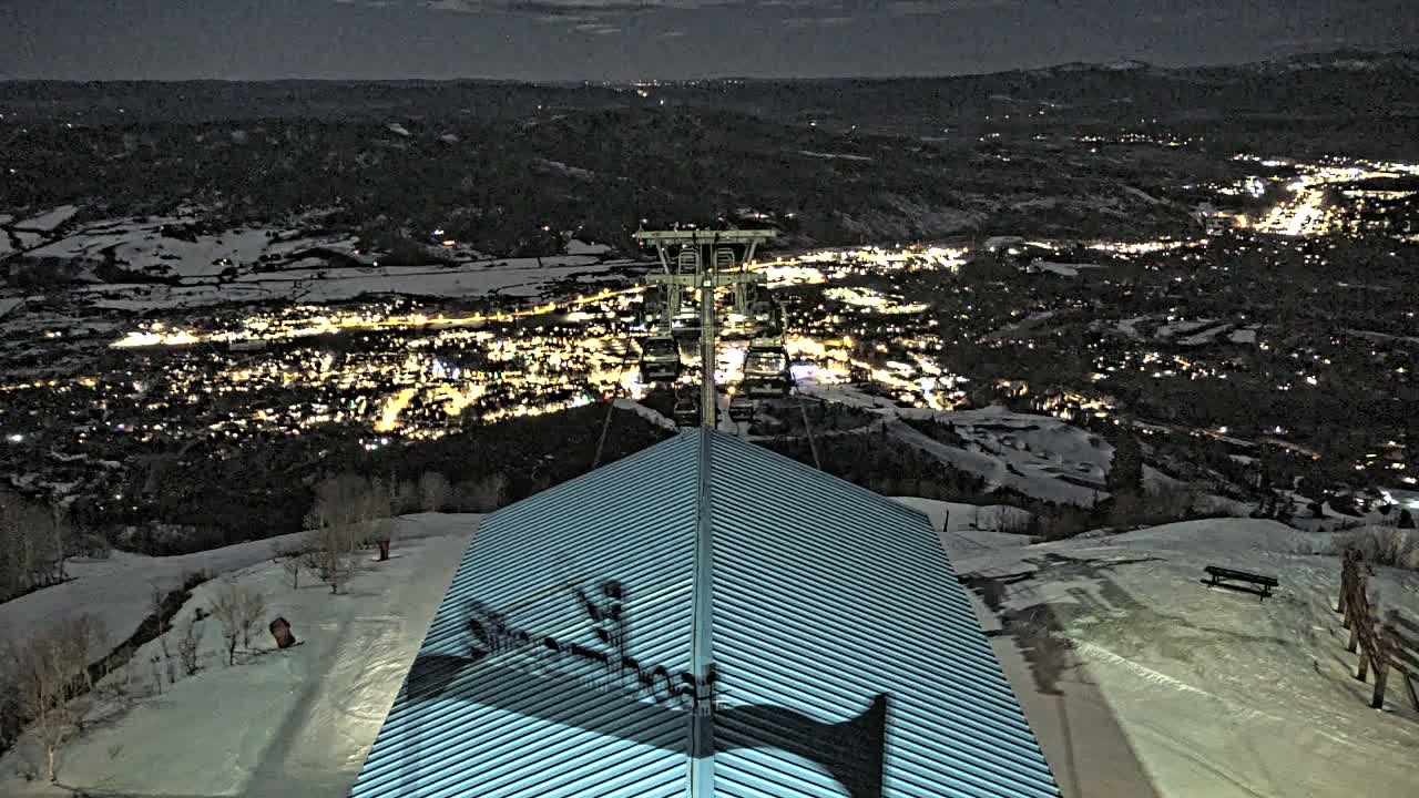 Steamboat Springs City Skyline from Thunderhead Lodge Roof Live Cam - Steamboat Springs, Routt County, Colorado, USA