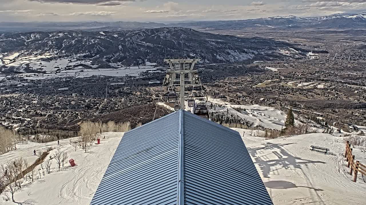 Steamboat Springs City Skyline from Thunderhead Lodge Roof Live Cam - Steamboat Springs, Routt County, Colorado, USA
