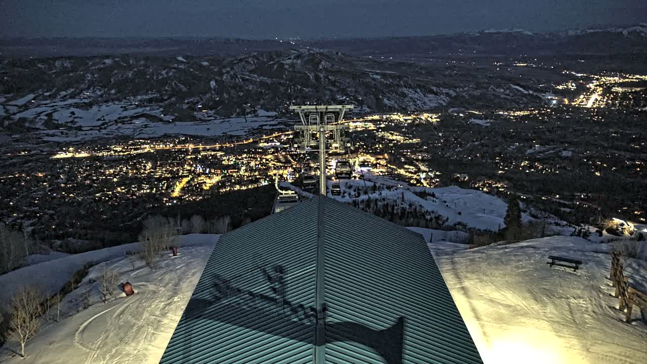 Steamboat Springs City Skyline from Thunderhead Lodge Roof Live Cam - Steamboat Springs, Routt County, Colorado, USA