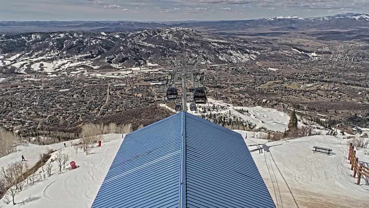 Steamboat Springs City Skyline from Thunderhead Lodge Roof Live Cam - Steamboat Springs, Routt County, Colorado, USA