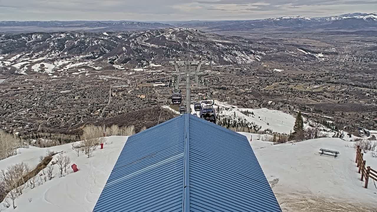Steamboat Springs City Skyline from Thunderhead Lodge Roof Live Cam - Steamboat Springs, Routt County, Colorado, USA