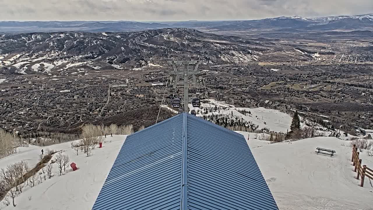 Steamboat Springs City Skyline from Thunderhead Lodge Roof Live Cam - Steamboat Springs, Routt County, Colorado, USA