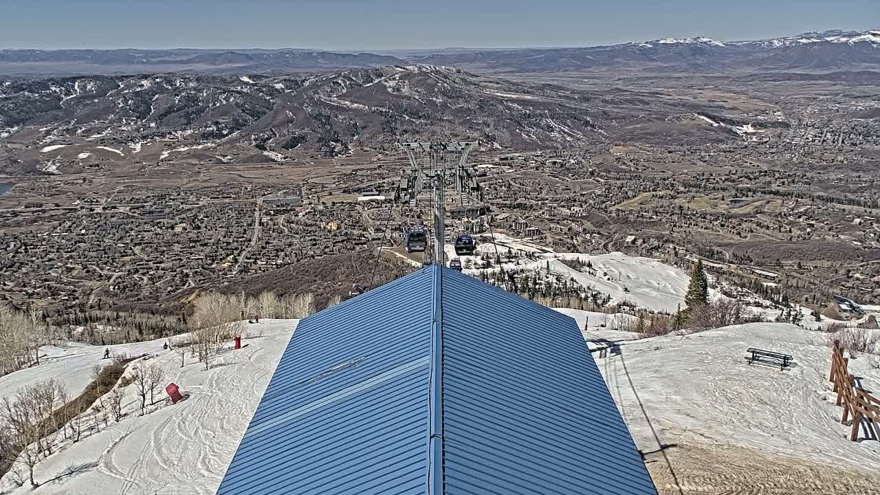 Steamboat Springs City Skyline from Thunderhead Lodge Roof Live Cam - Steamboat Springs, Routt County, Colorado, USA