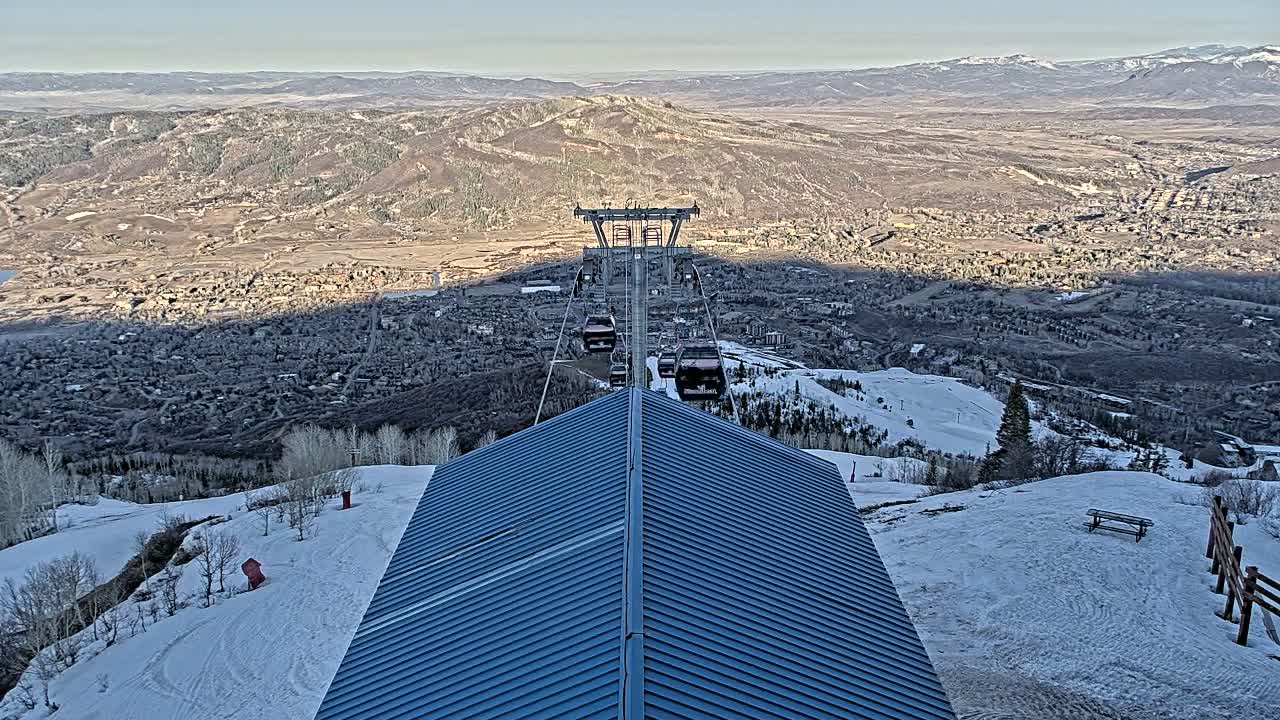 Steamboat Springs City Skyline from Thunderhead Lodge Roof Live Cam - Steamboat Springs, Routt County, Colorado, USA