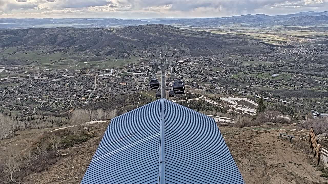 Steamboat Springs City Skyline from Thunderhead Lodge Roof Live Cam - Steamboat Springs, Routt County, Colorado, USA