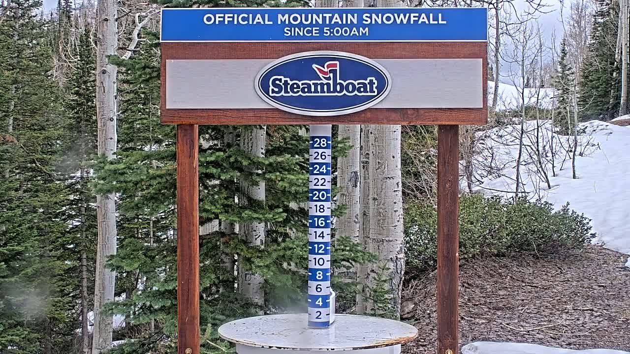 Steamboat Springs Mid-Mountain Snow Stake Live Cam - Steamboat Springs, Routt County, Colorado, USA