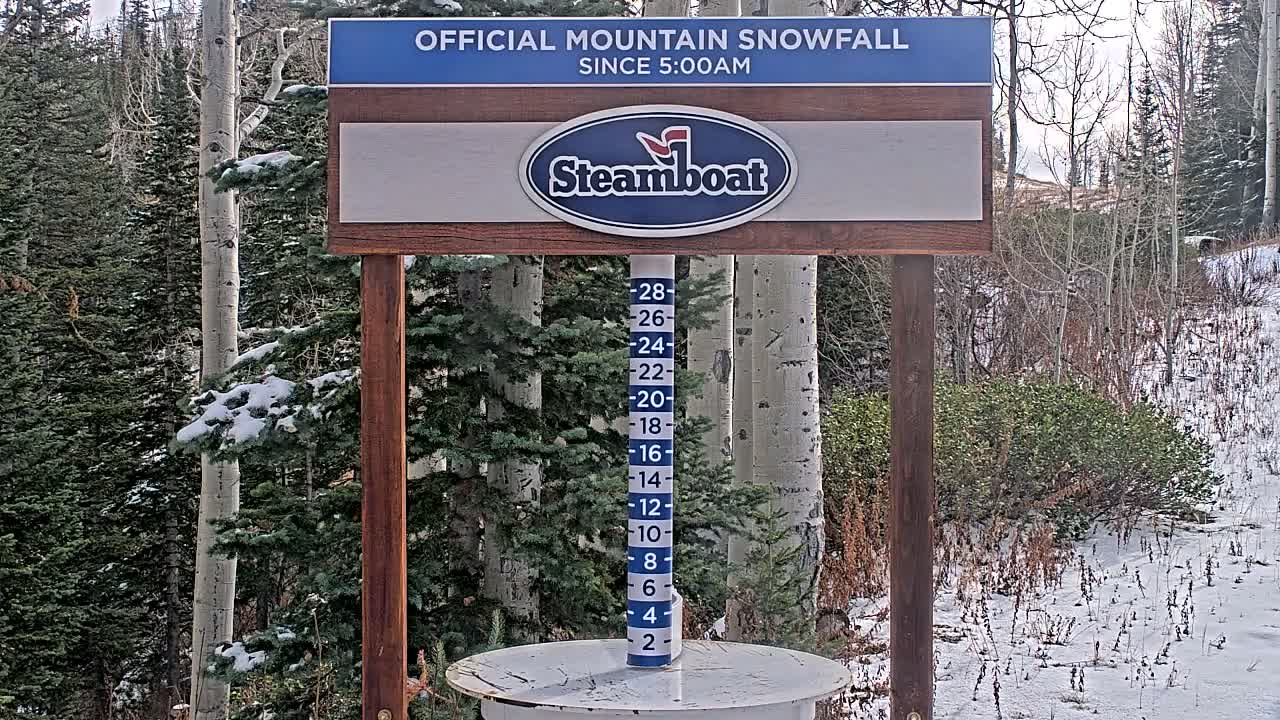 Steamboat Springs Mid-Mountain Snow Stake Live Cam - Steamboat Springs, Routt County, Colorado, USA