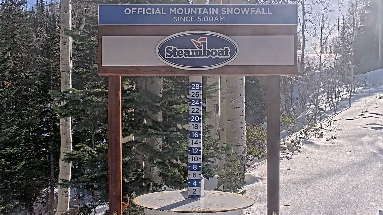 Steamboat Springs Mid-Mountain Snow Stake Live Cam - Steamboat Springs, Routt County, Colorado, USA