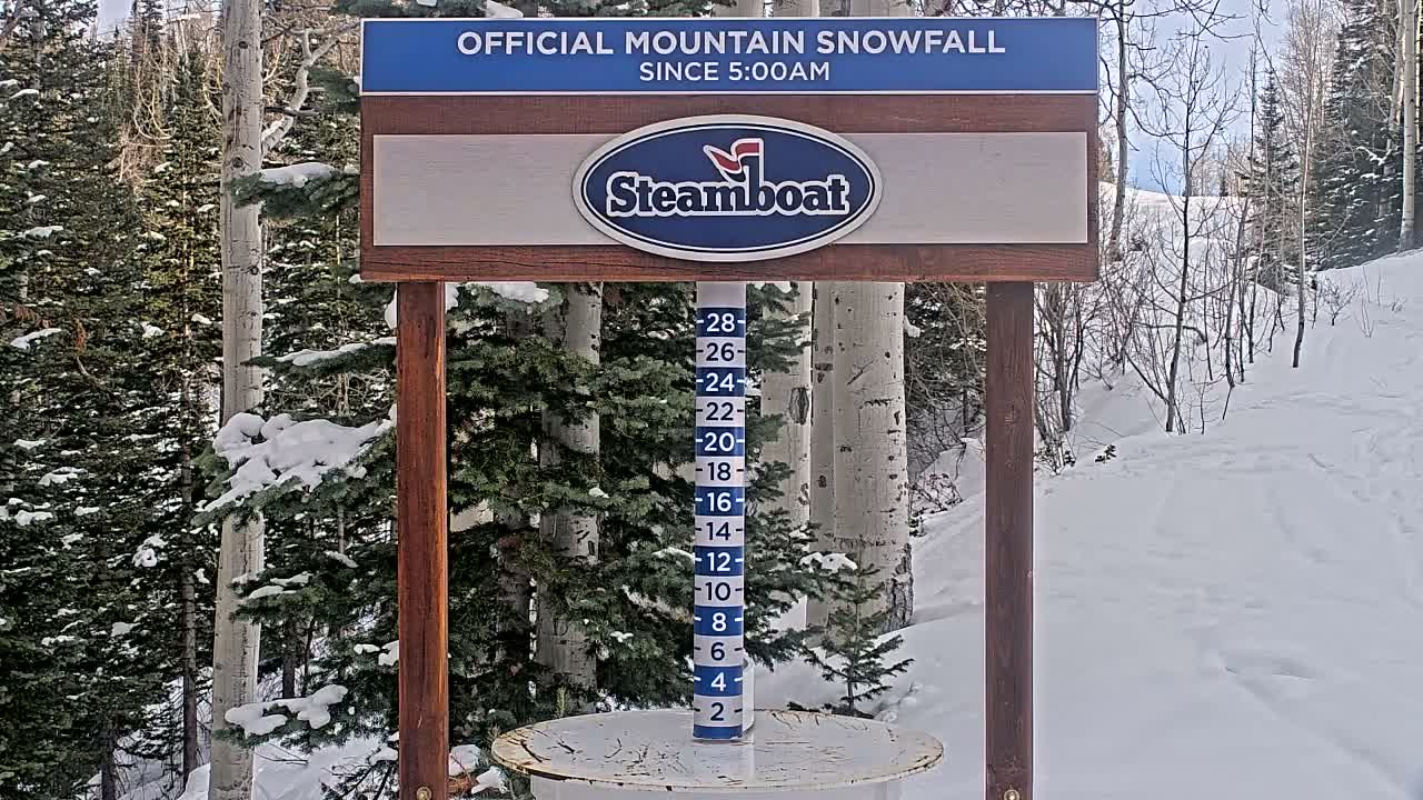 Steamboat Springs Mid-Mountain Snow Stake Live Cam - Steamboat Springs, Routt County, Colorado, USA