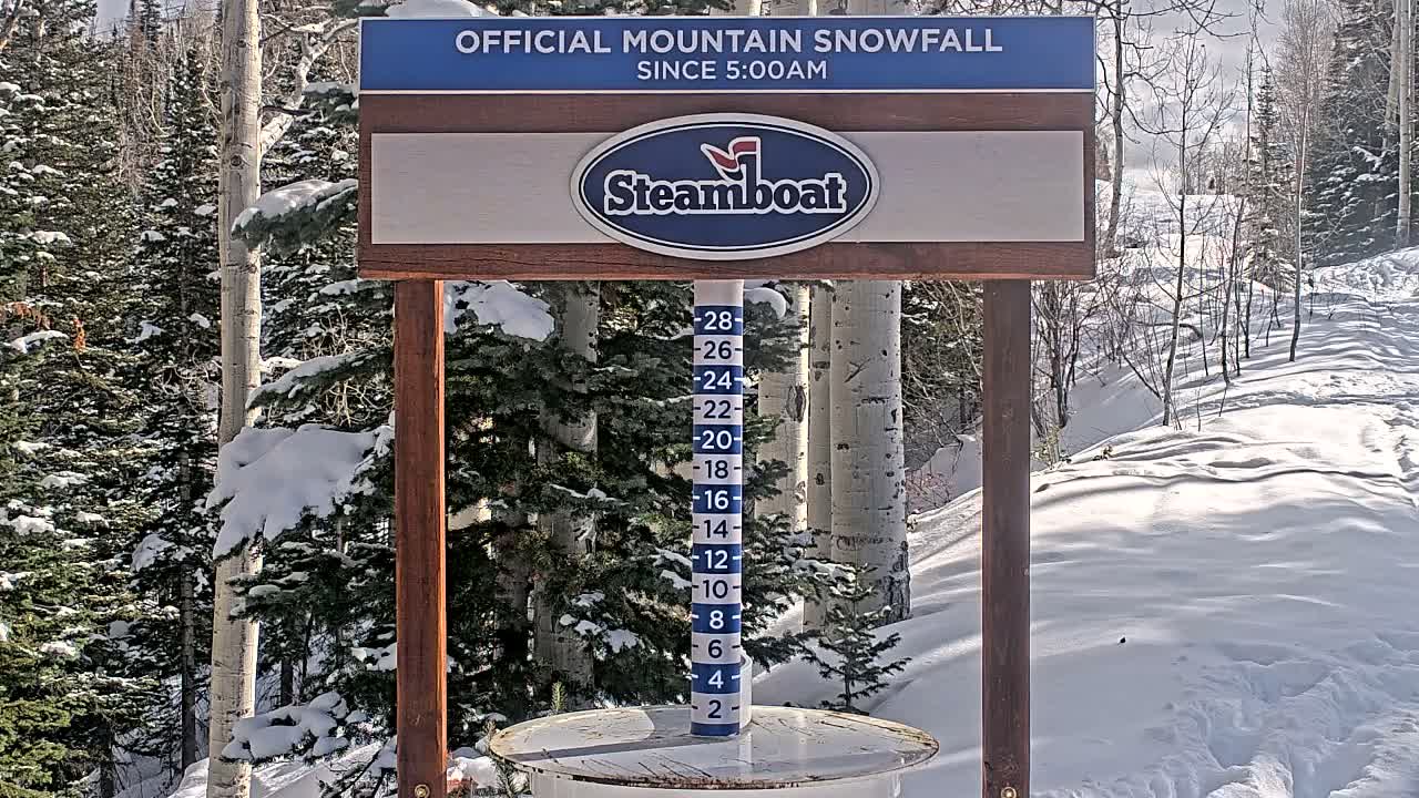 Steamboat Springs Mid-Mountain Snow Stake Live Cam - Steamboat Springs, Routt County, Colorado, USA