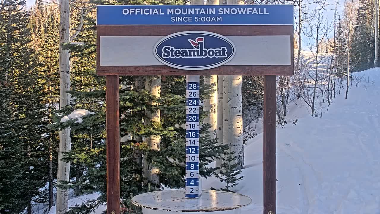 Steamboat Springs Mid-Mountain Snow Stake Live Cam - Steamboat Springs, Routt County, Colorado, USA