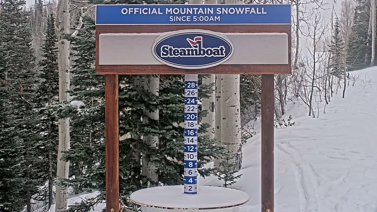 Steamboat Springs Mid-Mountain Snow Stake Live Cam - Steamboat Springs, Routt County, Colorado, USA