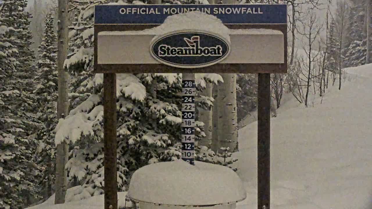 Steamboat Springs Mid-Mountain Snow Stake Live Cam - Steamboat Springs, Routt County, Colorado, USA